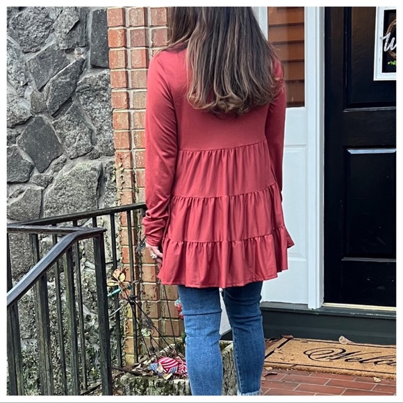 04 Boho Long Sleeves Tiered Tunic Top - Picture 3 of 3